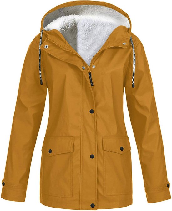 Imperméable femme - Doublé chaud, imperméable et coupe-vent avec capuche - Parka 3 en 1 pour la mi-saison
