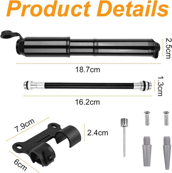 Mini Fietspomp 120 psi - Compatibel met Presta en Schrader Ventielen - Handpompen voor Fietsen — afbeelding 4