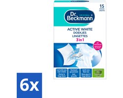 6 x Dr. Beckmann Active White Sheets 15 stuks per verpakking - Witte Was - Wasverzorging - Grauwsluier - Vergeling - Witmaakdoekjes