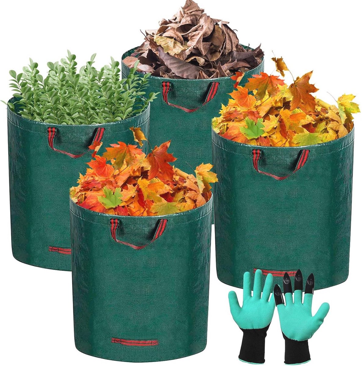Tuinafvalzak 4x300L met Handvat - Waterdichte en Duurzame Bladzak voor Tuinafval