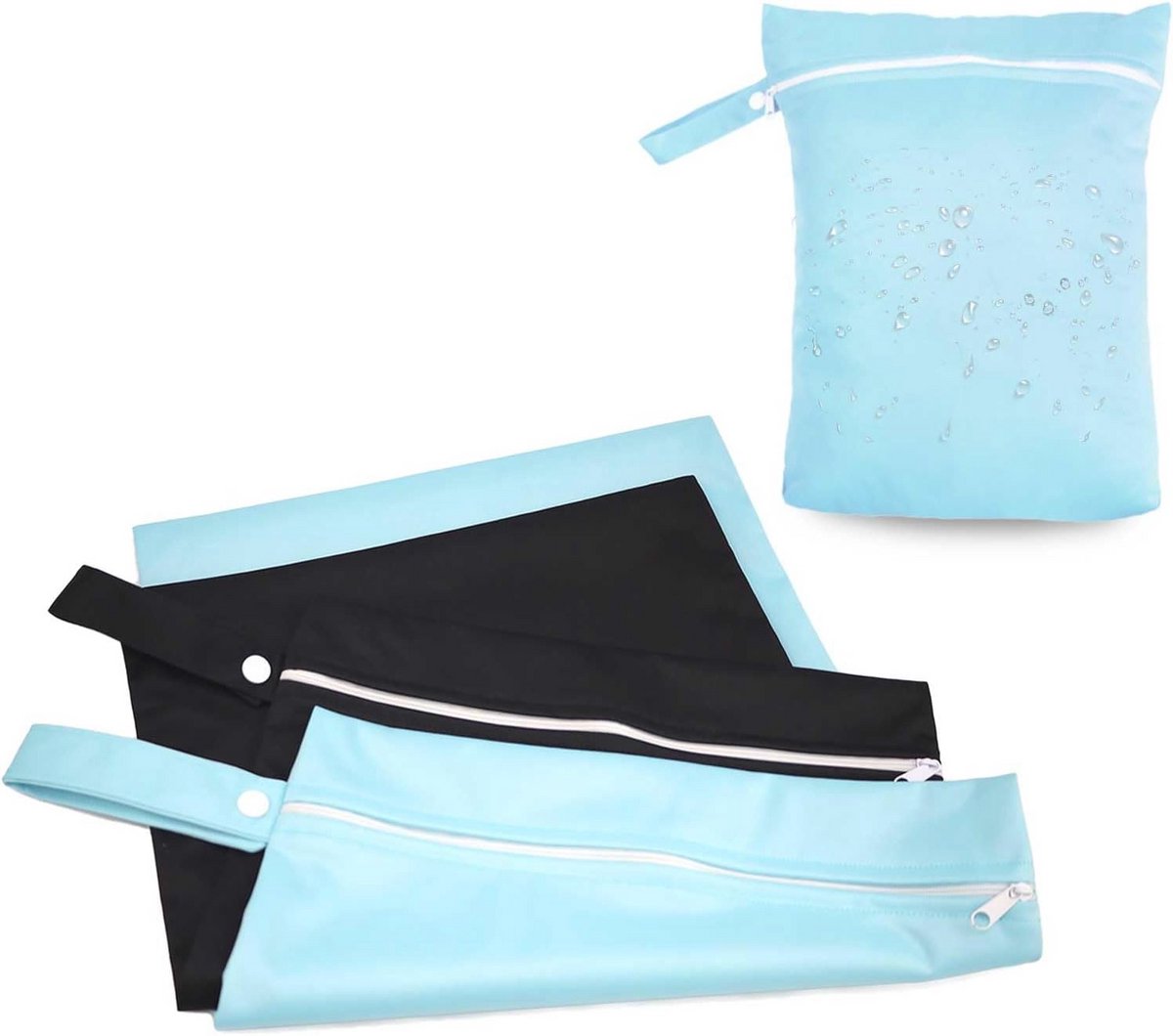 Waterdichte waszakken set van 2 - 40 x 30 cm - Ideaal voor zwemspullen en vieze kleding - Handvat en ritssluiting