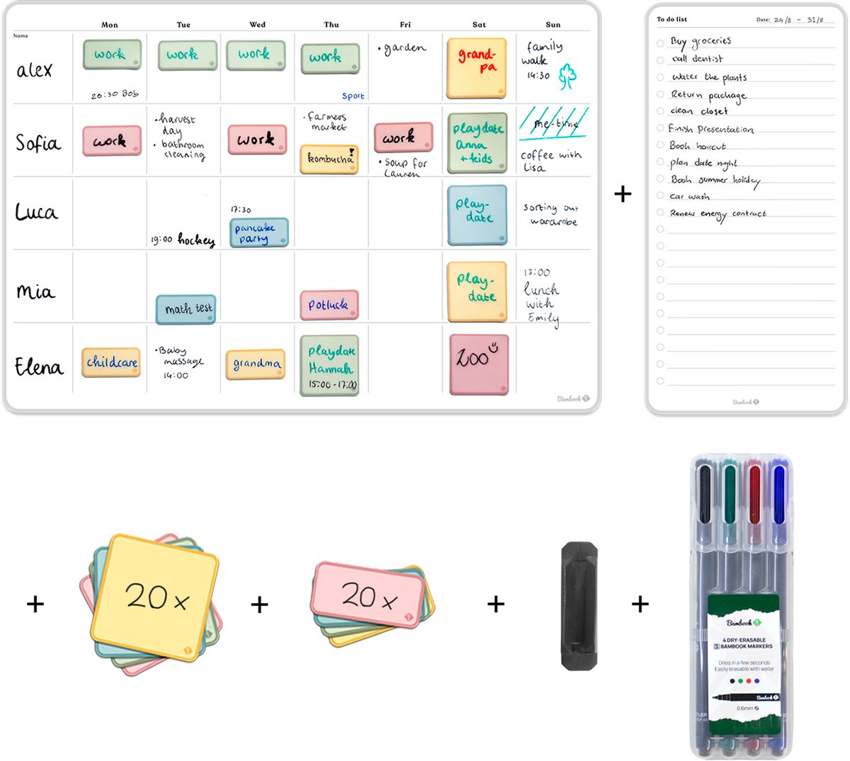 Sticky Whiteboard Plus Set - Family Weekplanner