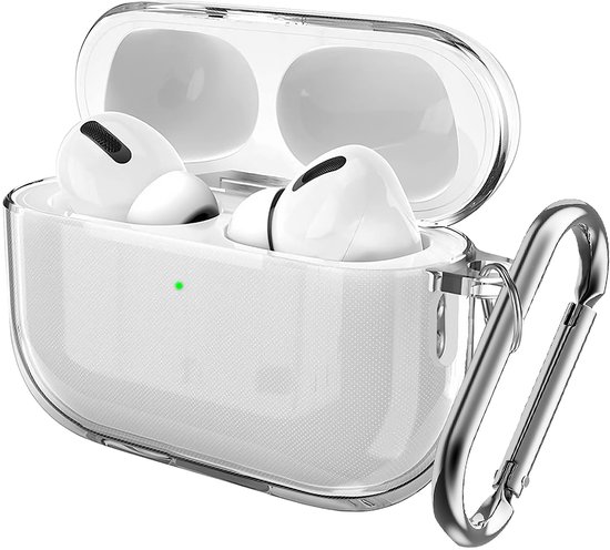 Cazy siliconen Hoesje geschikt voor Apple Airpods Pro 3 - Inclusief karabijnhaak - Beschermt tegen krassen en stoten - Transparant