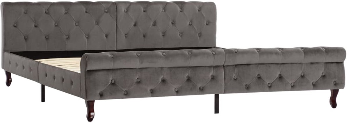 Tweepersoonsbed | Dubbelbed | Volwassenenbed | Bedframe fluweel grijs 200x200 cm
