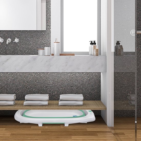 Opvouwbare babybadje Babybadje Opvouwbaar badje Ergonomisch badje Kinderbadje 82 x 50 x 20 cm Badkuip Antislip met afvoer Badkuipkussen voor pasgeborenen (groen met kussen) van Merkloos — afbeelding 3