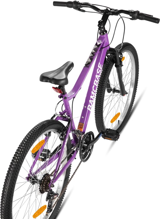 BAMCBASE Lilac Voorvering Mountainbike - 26 inch - Carbonstalen Frame - 18 Versnellingen - Handrem - V-Brake - Spatborden - Paars van Bamcbase — afbeelding 3