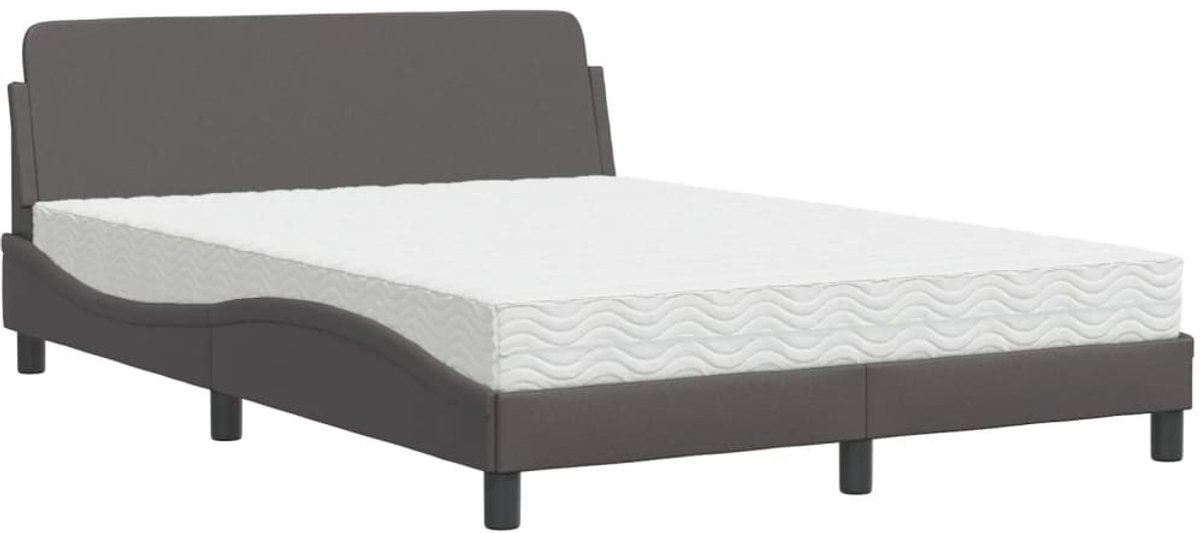 Tweepersoonsbed | Dubbelbed | Volwassenenbed | Bed met matras "Dover" kunstleer grijs 120x200 cm