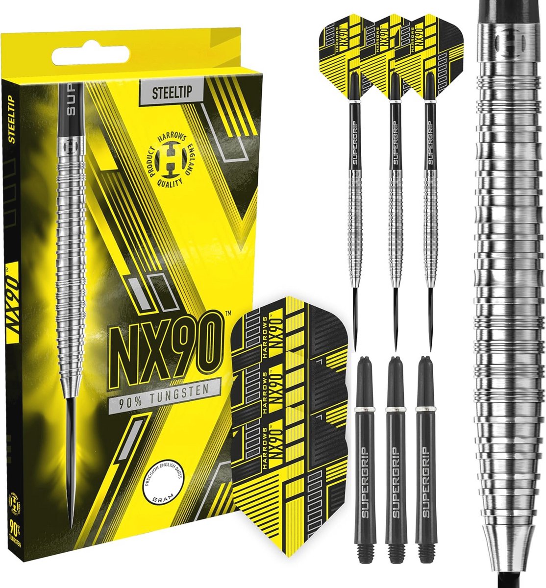 90% Tungsten Steel Tip Darts Set voor Professioneel Gebruik - Inclusief Supergrip Midi Shafts en Micron Vluchten