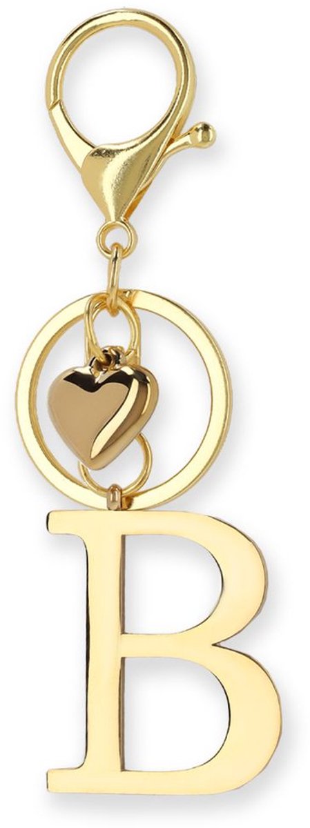 Manfield - Dames - Goudkleurige bag charm letter B - Maat 1