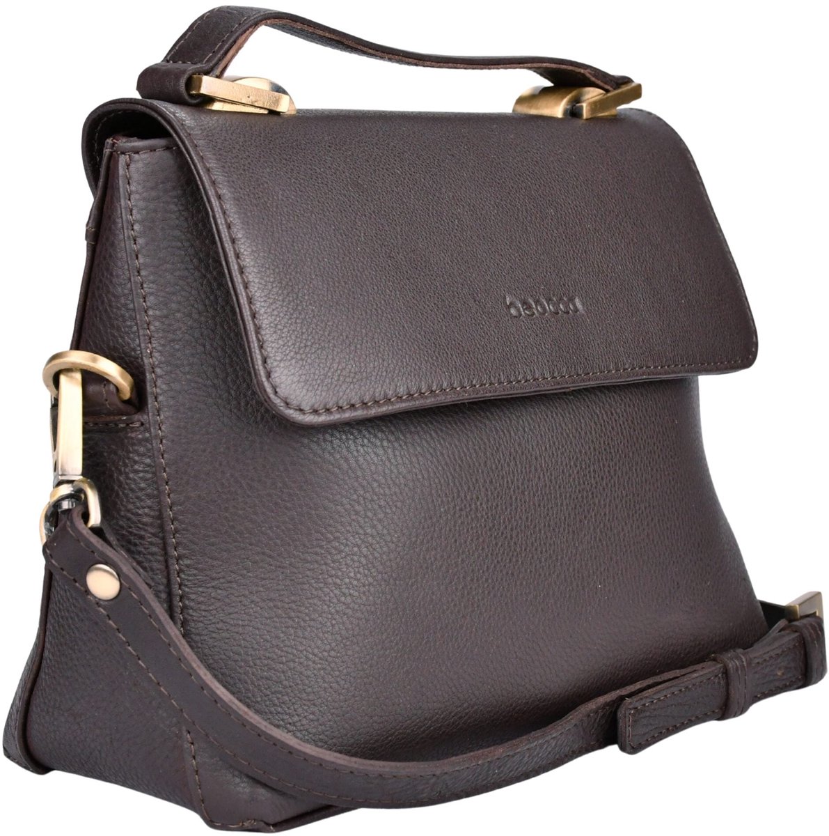 Beocca Fei Leren Schoudertas Dames - Crossbodytas van Plantaardig Gelooid Leer - Handgemaakt - Compact en Elegant - YKK Rits - Duurzaam en Tijdloos - Donkerbruin