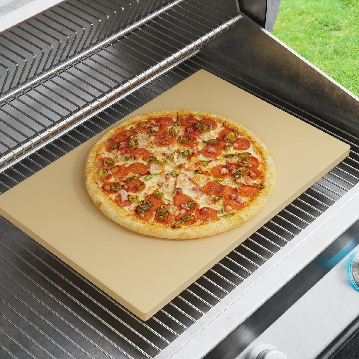 Grote Pizzasteen 50 x 34 cm voor Oven en Grill - Ideaal voor het Bakken van Perfecte Pizza's