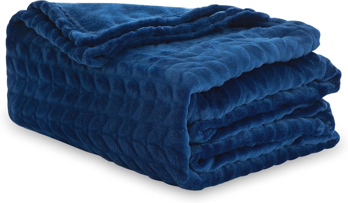 Zachte Warme Deken voor Sofa en Bed | Plaid Geschikt voor Alle Seizoenen | 220x240cm Donkerblauw