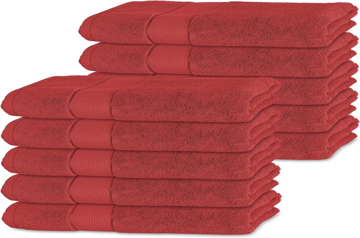 Set van 10 Gastendoekjes Bordeauxrood 100% Katoen Absorberend 30x50 cm
