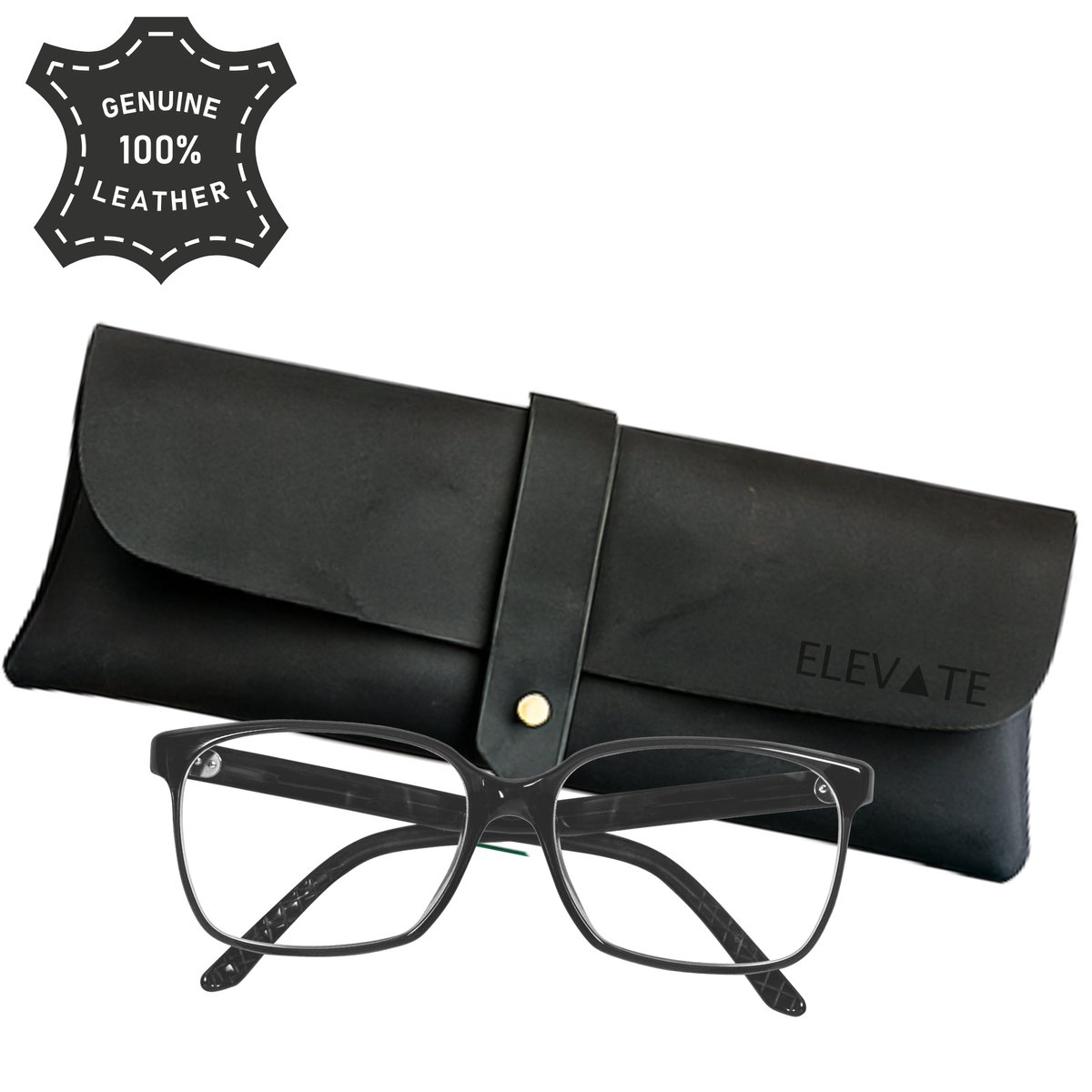 ELEVATE® Luxe Leren Brillenkoker – Zwart - 100% Echt Leer – Handmade Crazy Horse Etui – Unisex Zonnebril & Brillenhoes – Vintage Full-Grain – Meerdere Kleuren