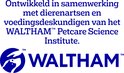 Waltham logo met tekst: Ontwikkeld in samenwerking met dierenartsen en voedingsdeskundigen.