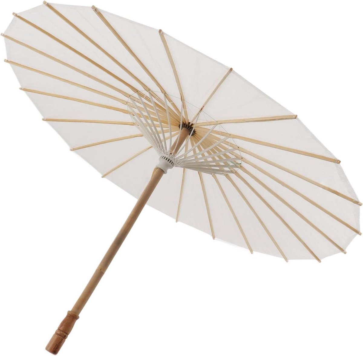 DIY papieren parasol - Wit - Massief houten baleinen - Voor strand, fotografie, decoratie - 83cm