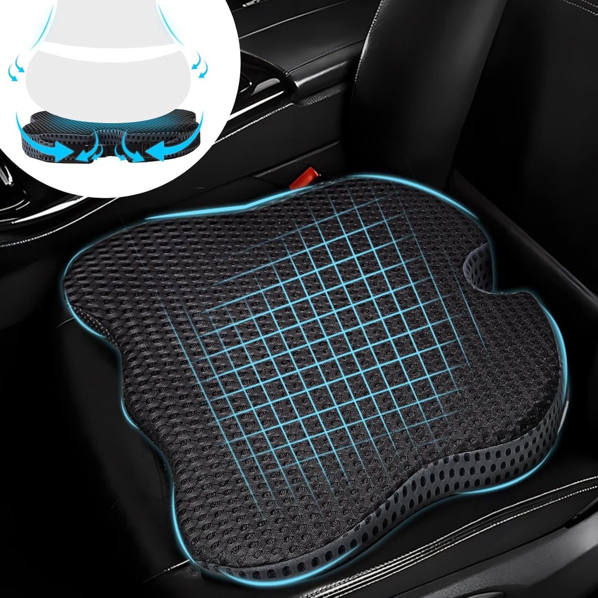Stunq® Traagschuim wigkussen voor auto en bureaustoel - zitverhoging voor volwassenen