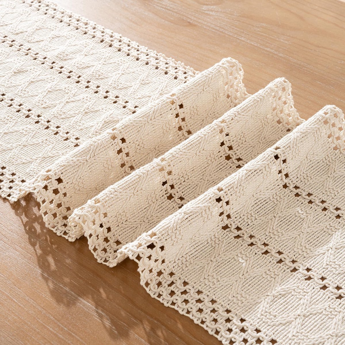 Stunq® Macram Tafelloper Beige - Boho Decoratie, 30x140/180cm