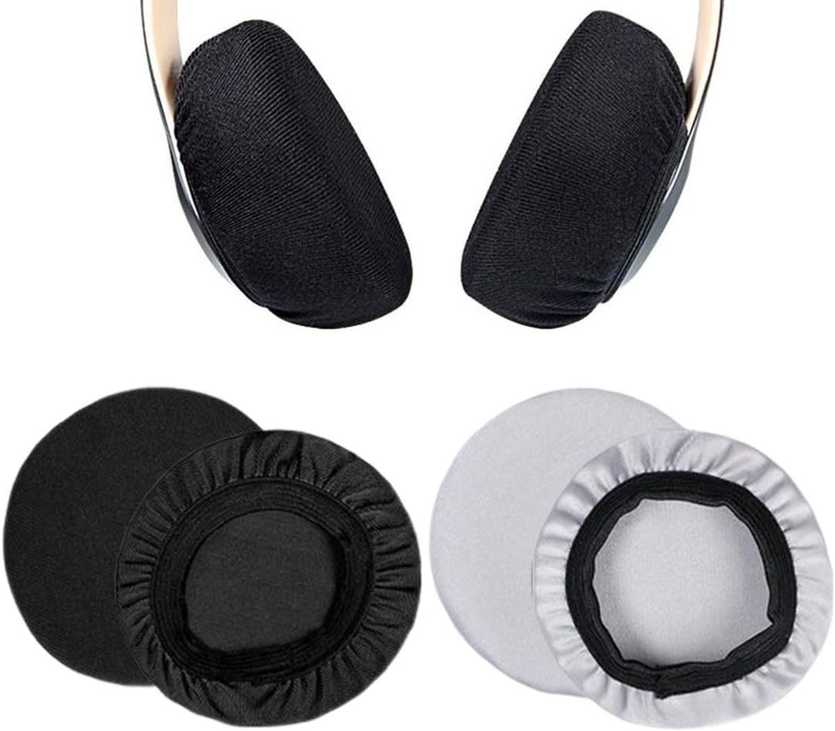 Pack van 4 - Helm Oorkussens - Rekbaar - Wasbaar - Flexibele Stof Hoofdtelefoon Oorkappen