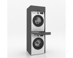 Wasmachinekast Dubbel 67x205x67cm | Ruimtebesparend & Super Stevig | Met Uitschuiflade | Voor Wasmachine en Droger | Antraciet