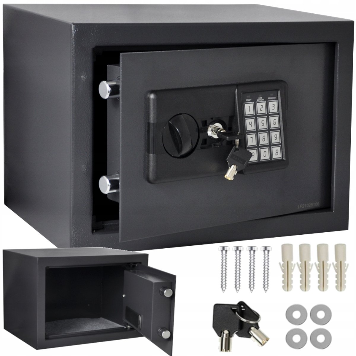 Elektronische kluis met cijferslot en sleutel - 35 cm breed, 8,5 kg