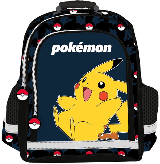 Pokemon Tas CYPBRANDS Pokémon Rugzak Pikachu - Schoolrugzak Met Trolley Bevestiging, 42 Cm, Zwart Polyester Rugzak 3 Vakken