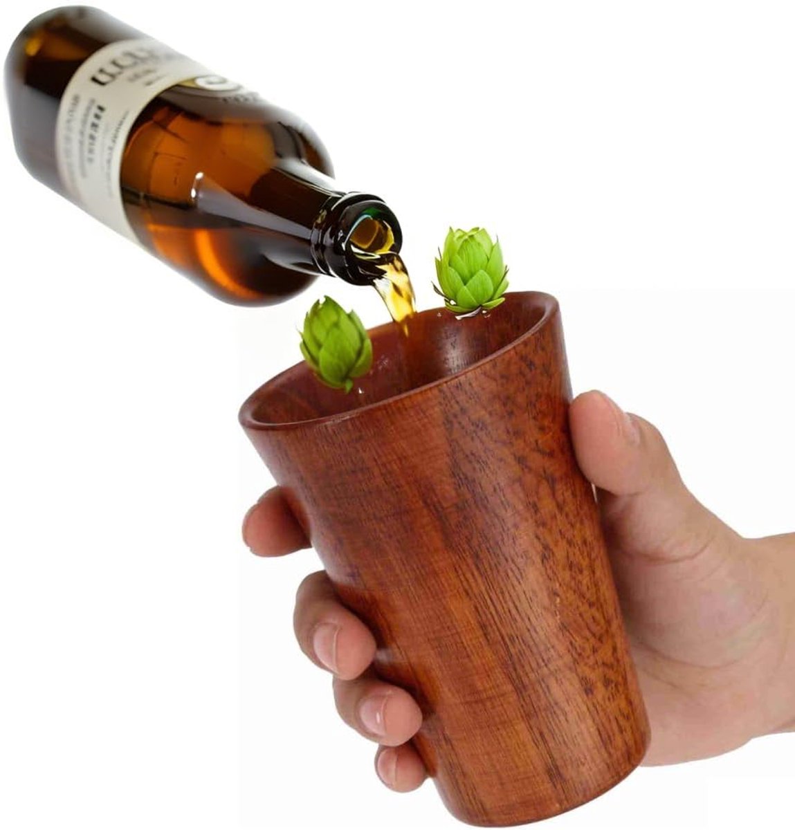 Handmade Jujube Wooden Mug - Houten Drinkbeker voor Bier - Koffie - Thee - Sap - Melk
