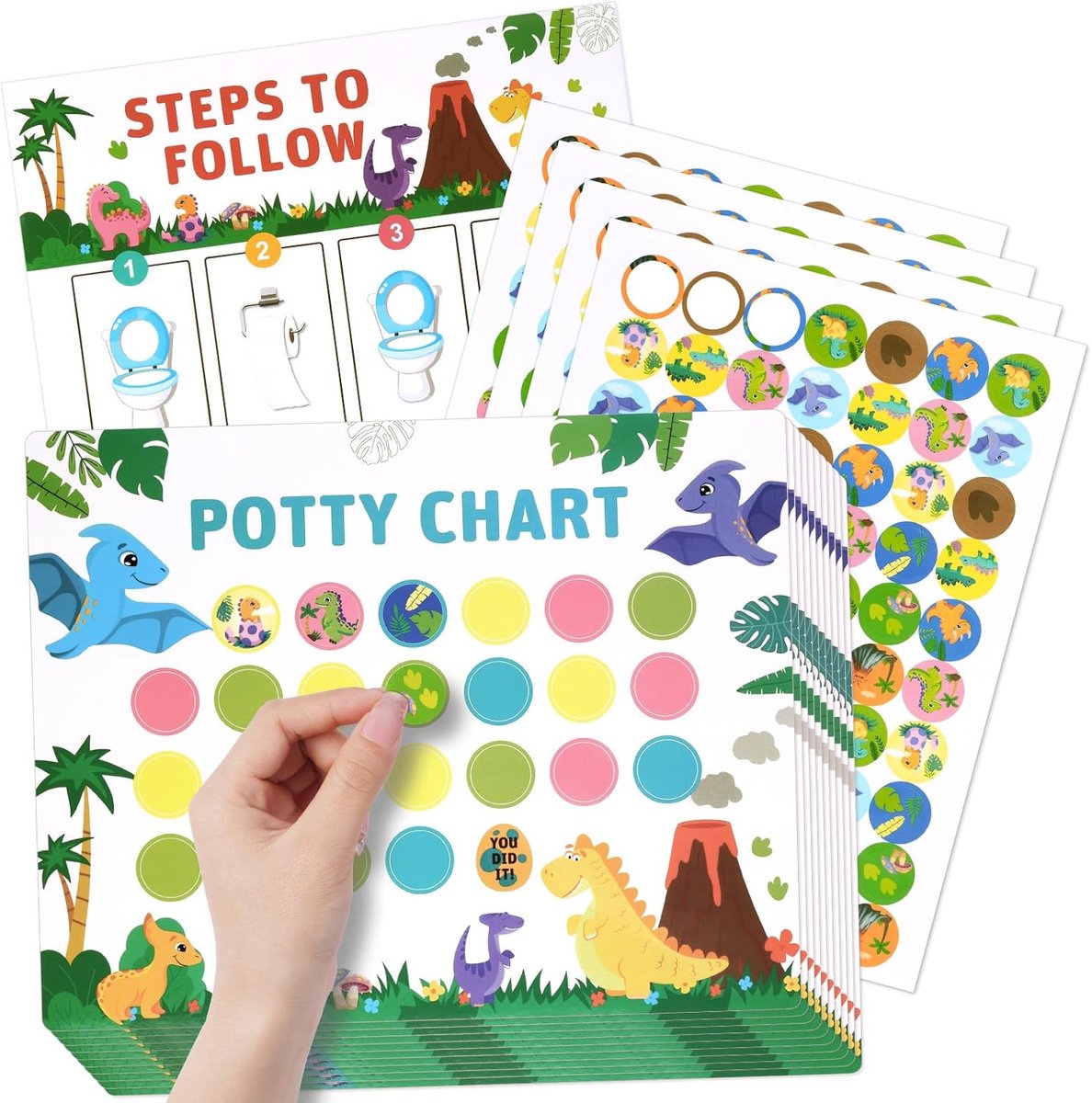Reward board voor kinderen - taakbord voor kinderen - beloningssysteem met 10 dinosaurussen en 280 stickers voor zindelijkheidstraining