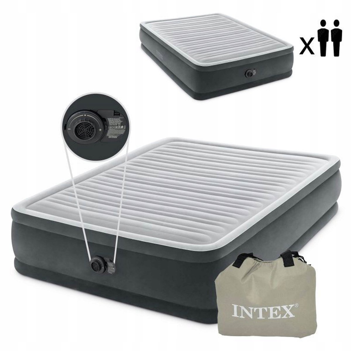 Intex Luchtbed 203x152 cm met Ingebouwde Pomp - Snel Opgeblazen