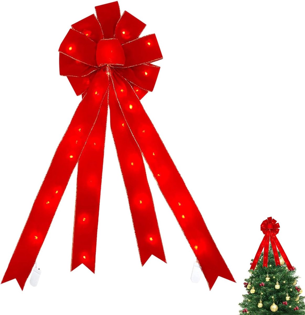 Handgemaakte grote strikornamenten in rood voor kerstdecoratie geschikt voor deuren, kasten, kerstboom.