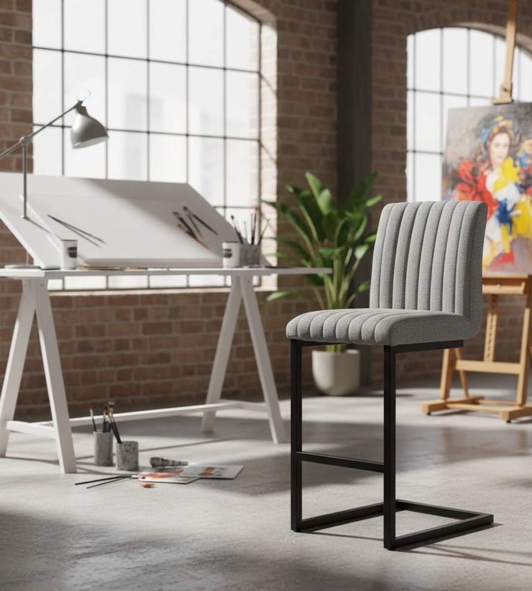 Milo Luxe Barkruk Zinc Weave 100 cm – Comfortabele Industrieel Design Barkruk – Altameubel