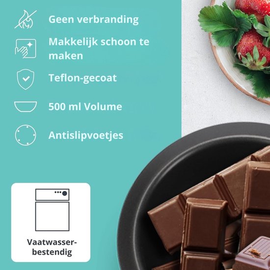 Fondueset - Chocolade Fondue - Fonduepan - 230V - 500ML - Zwart — afbeelding 2