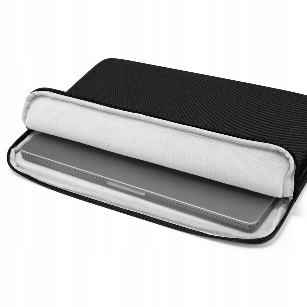 Laptop sleeve 15 inch waterafstotend gerecycled materiaal schuimvoering fleece voering MacBook Air Pro zwart - Afbeelding 5