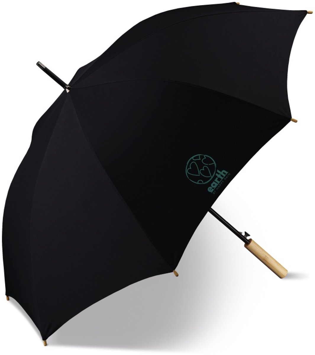 Happy Rain Earth 61101 Lange zwarte automatische paraplu dames