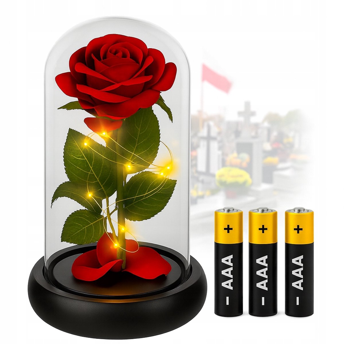 Eeuwige Rozen Znicz LED op Batterijen - Sfeervol Grafdecoratie