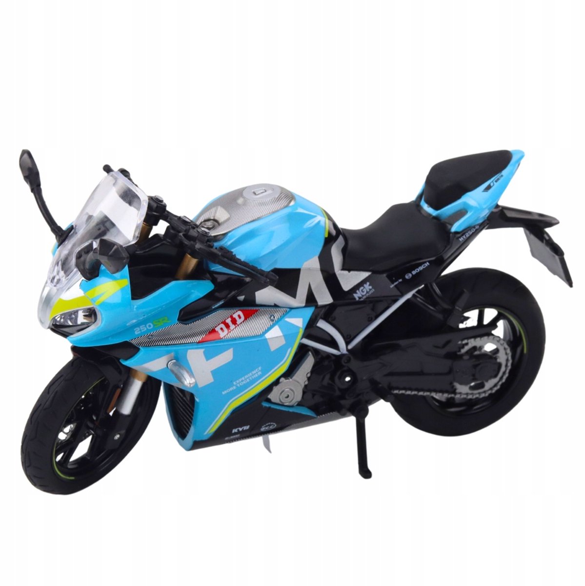 Blauwe Metalen Sportmotor Speelgoed 1:12 met Licht & Geluid