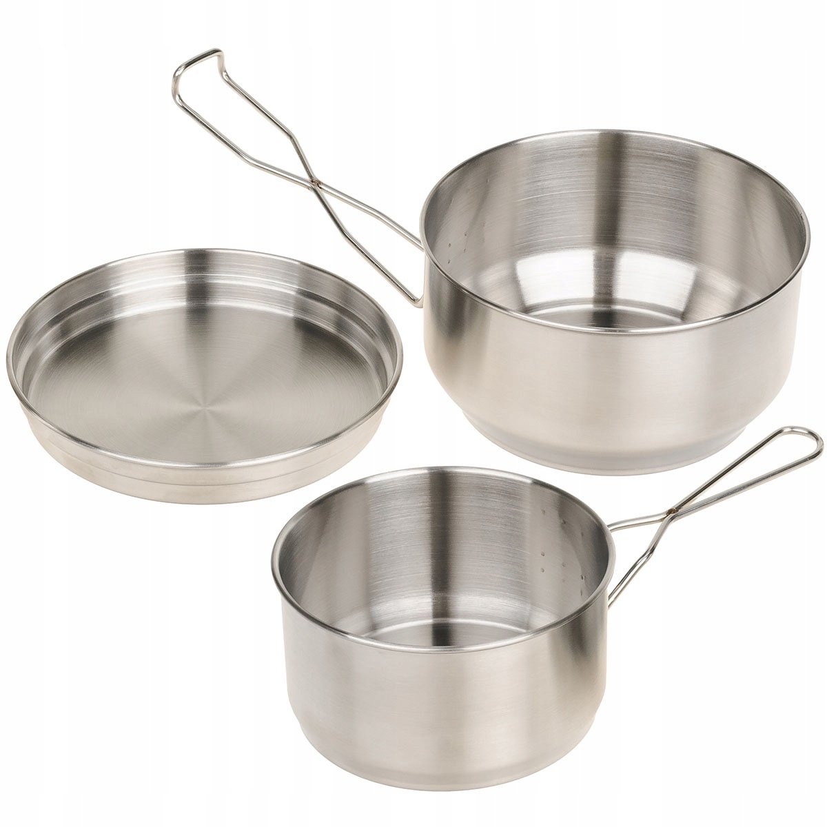 Merkloze RVS Kampeerpan 3-delig - Survival & Outdoor Kookset