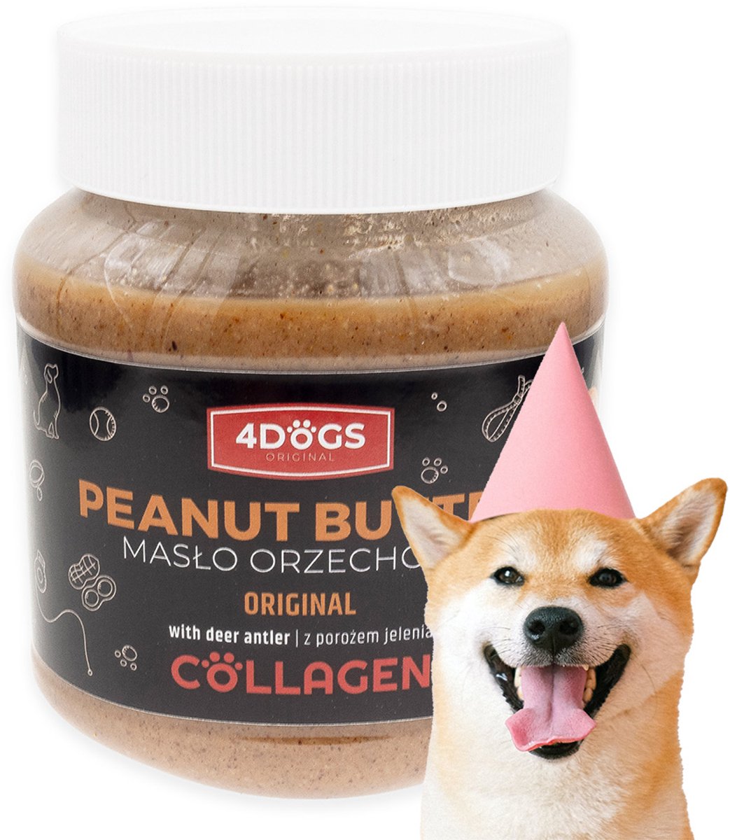 4DOGS – Pindakaas met hertengewei – 330 g – Natuurlijk – Proteïnerijk
