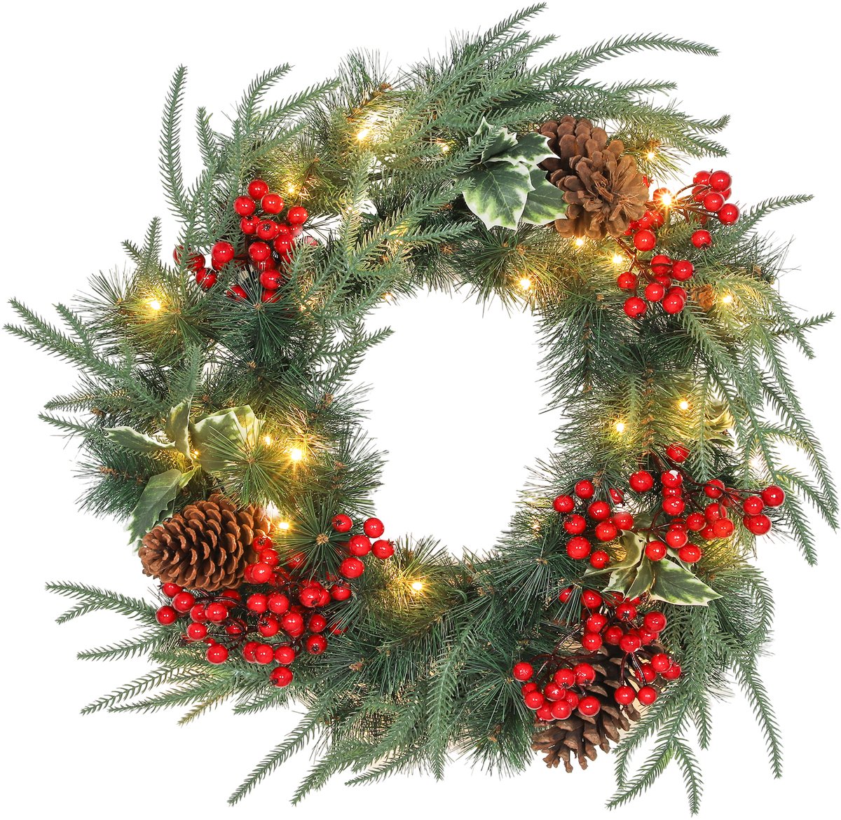 HOMCOM-Christmas Wreath-Plastique-60x60x8cm-Vert