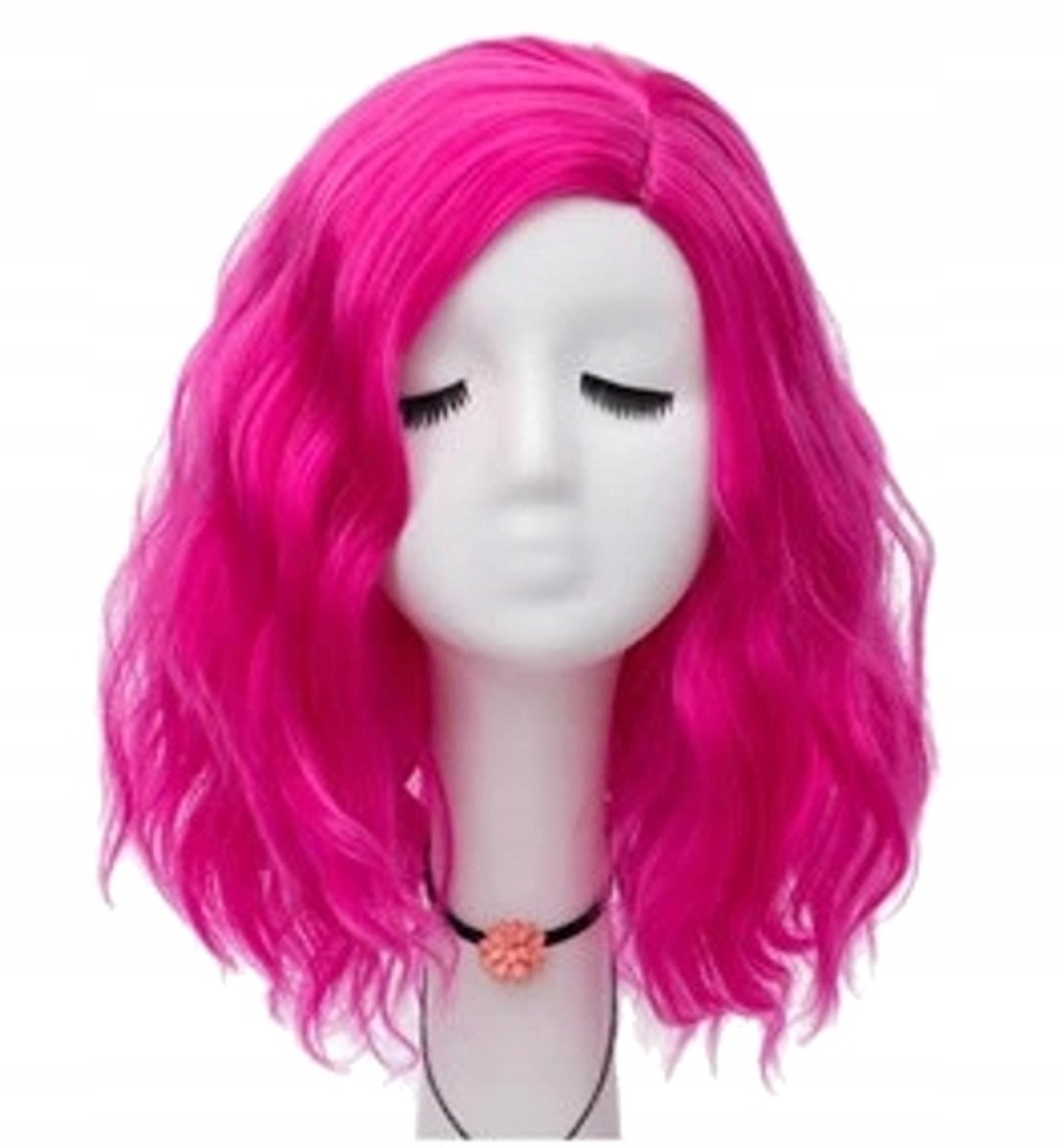 Cosplaypruik Bob Glam Rock Fuchsia 40cm synthetisch haar