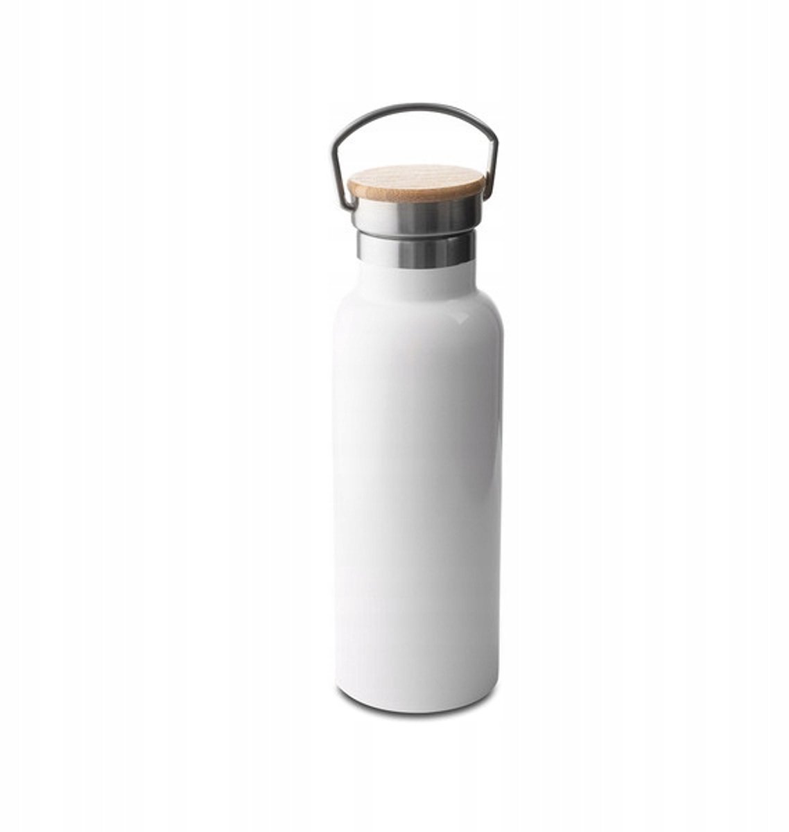 Malmo Thermosfles 500ml Wit - RVS met Bamboe Deksel