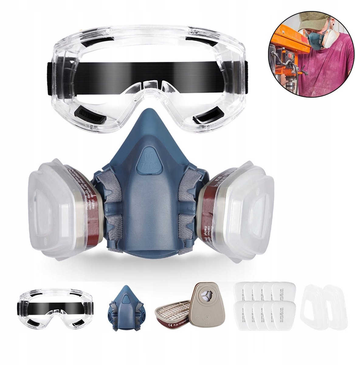 Merkloos Halfmaskers met 2 koolstoffilters en 10 stoffenfilters