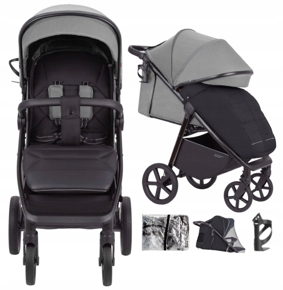 Carrello Bravo Plus Kinderwagen Mistgrijs - Inclusief regenhoesjes