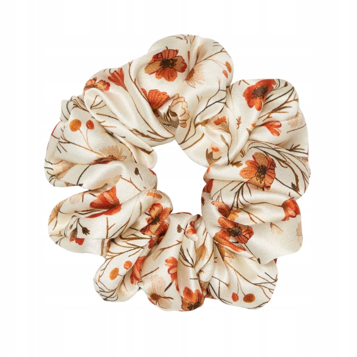 Zijden Scrunchie haarband 'Veldbloem' - 100% Moerbeizijde