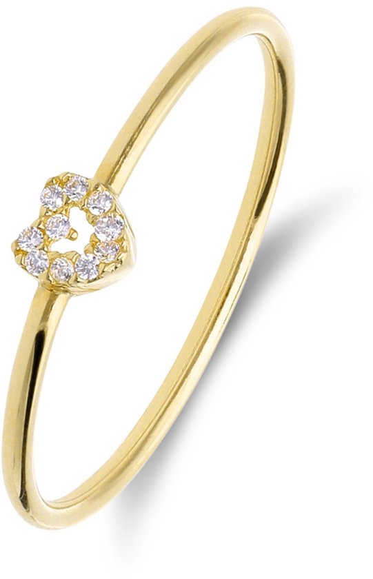 Bague En Or Jaune 14 Carats Avec Zirconium - Taille 50 - Occasion - Pierre Transparente