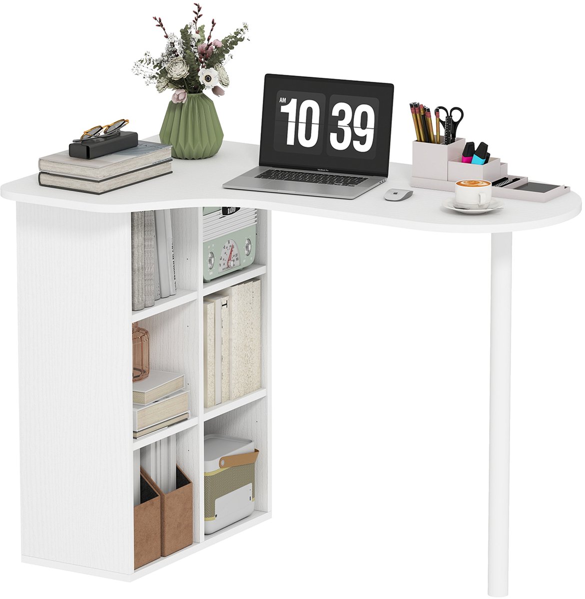 HOMCOM Schrijftafel - Staal, MDF - 100x59x75,5cm - Wit