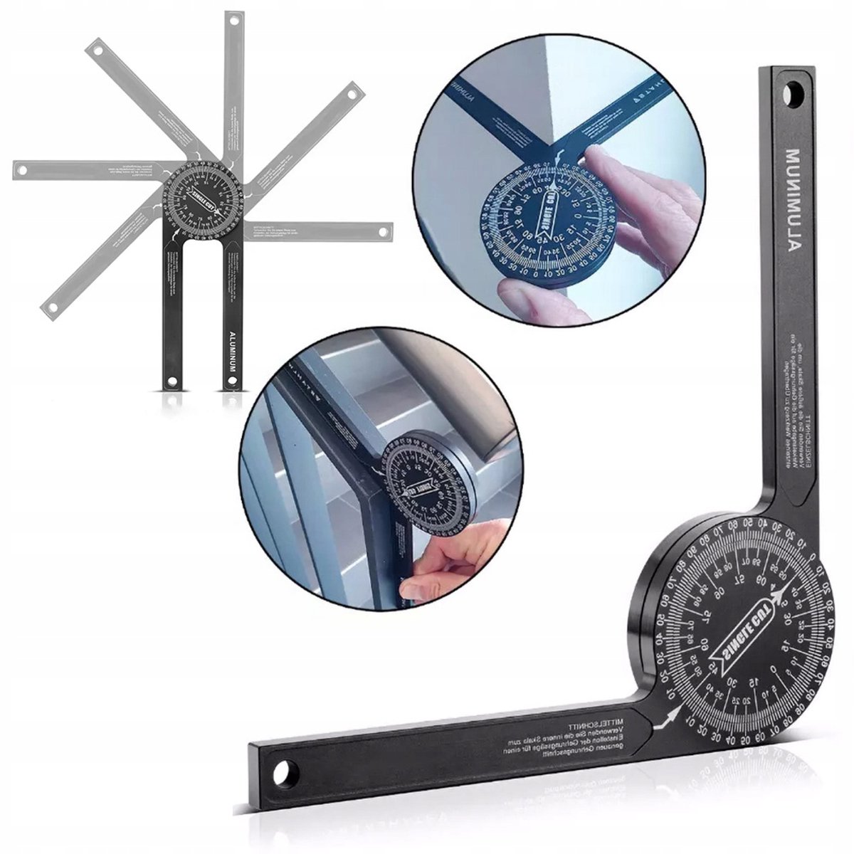Merkloos Verstelbare Aluminium Hoekmeter 360° - Precisie Meetinstrument