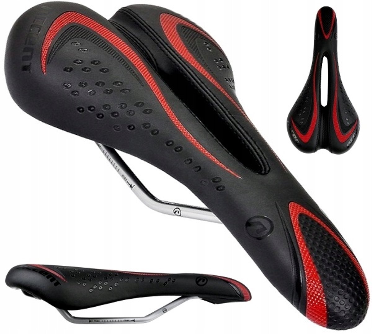 Accent Veno Fietszadel Zwart-Rood - Comfortabele MTB-zadel