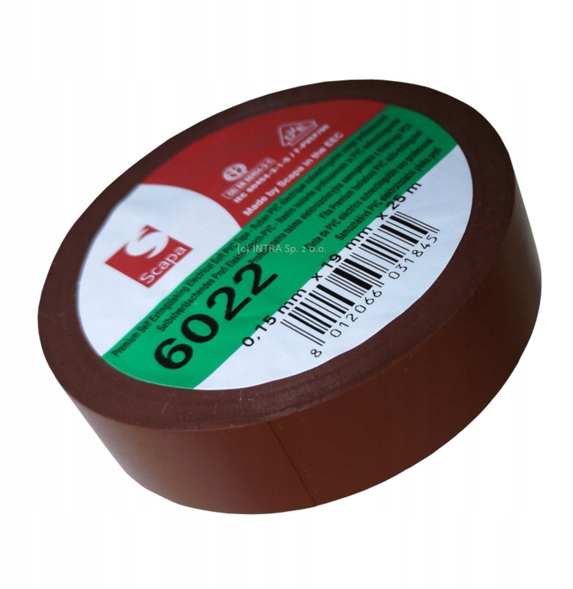 Scapa 6022 PVC Tape 19mm/25m Bruin - Zelfdovend, VDE, UL