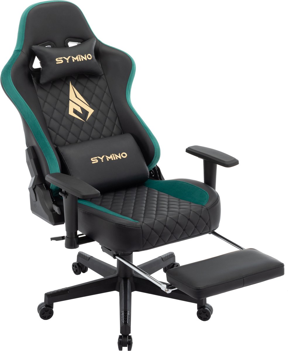 Symino Ergonomische Gamestoel met Voetsteun - Retro Zwart - afbeelding 2